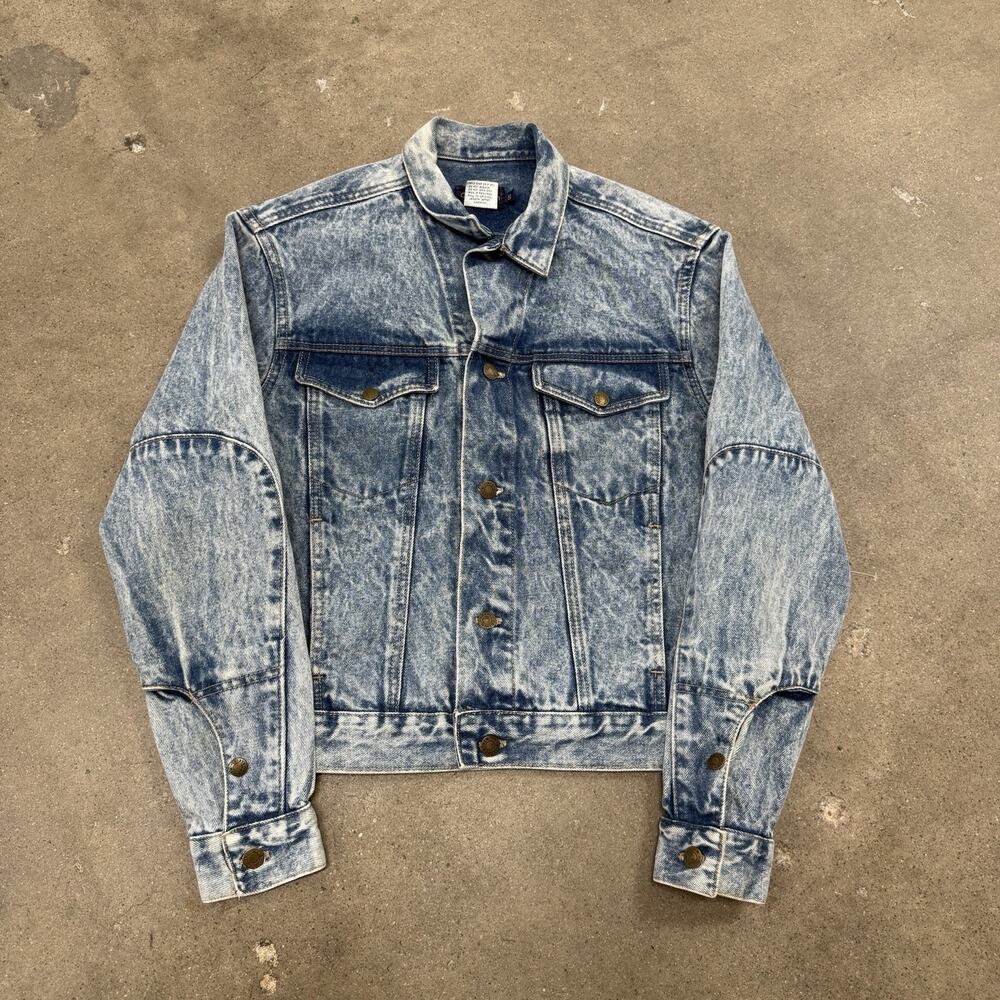 Vintage 90s Calvin Klein Acid Wash USA Denim Type 3 Jacket Blue Mens Large